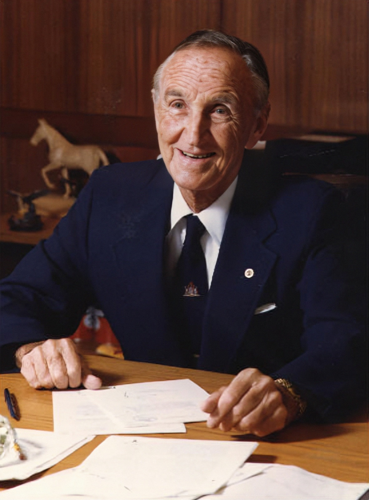 Portrait photograph of Mike Mansfield, the United States senator, taken in 1985.